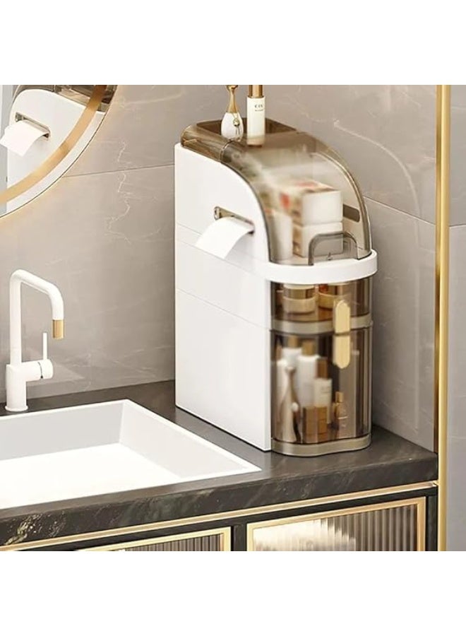 Spaceshoop Slim Multilayer Bathroom Storage Cabinet Narrow Gap Organizer with Transparent Drawers and Gold Tone Handles for Toilet and Kitchen and Laundry Room Small - Image 2